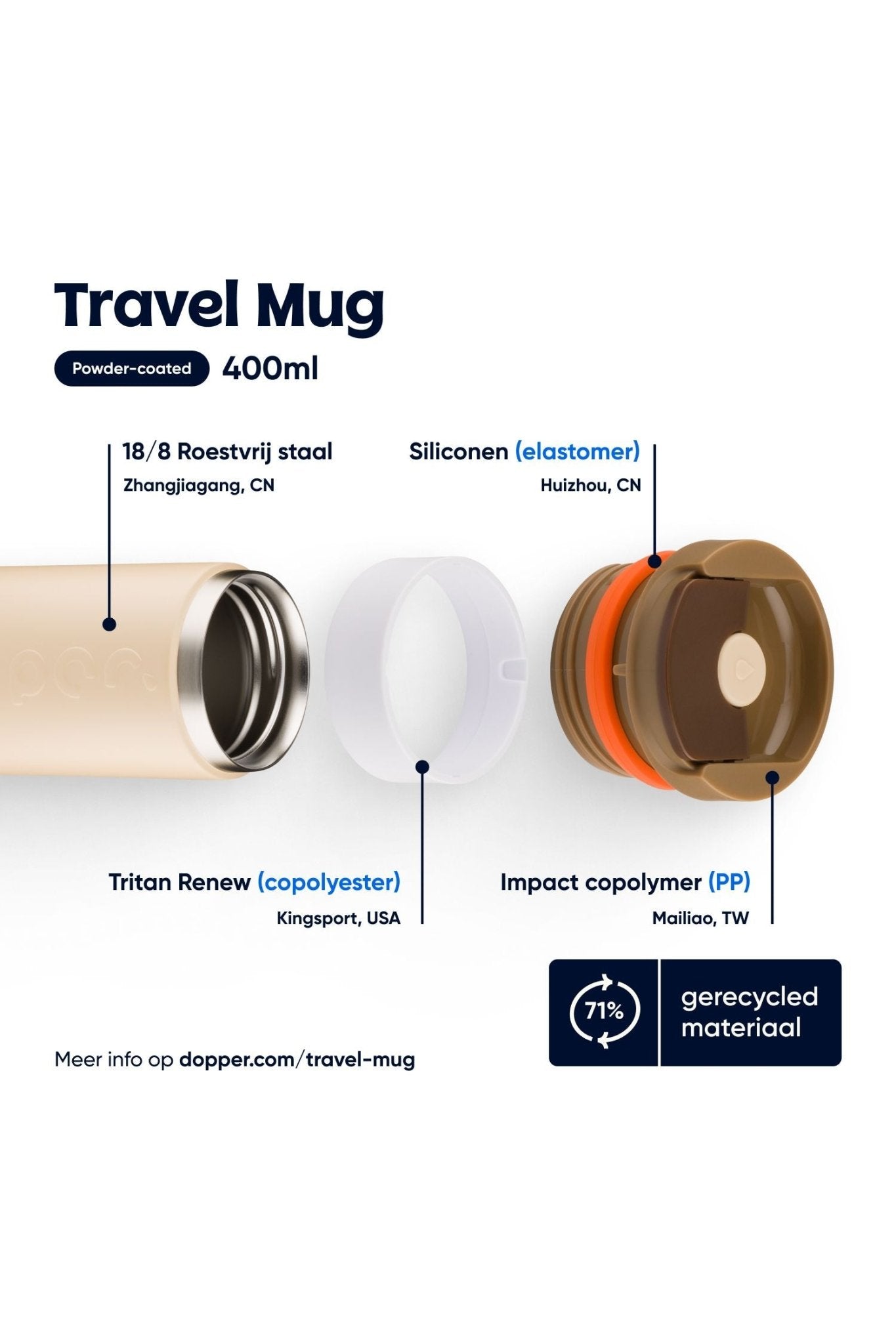 Travel Mug (400 ml) - Earthy Brown van Dopper | Kids Conceptstore Le Fanfare