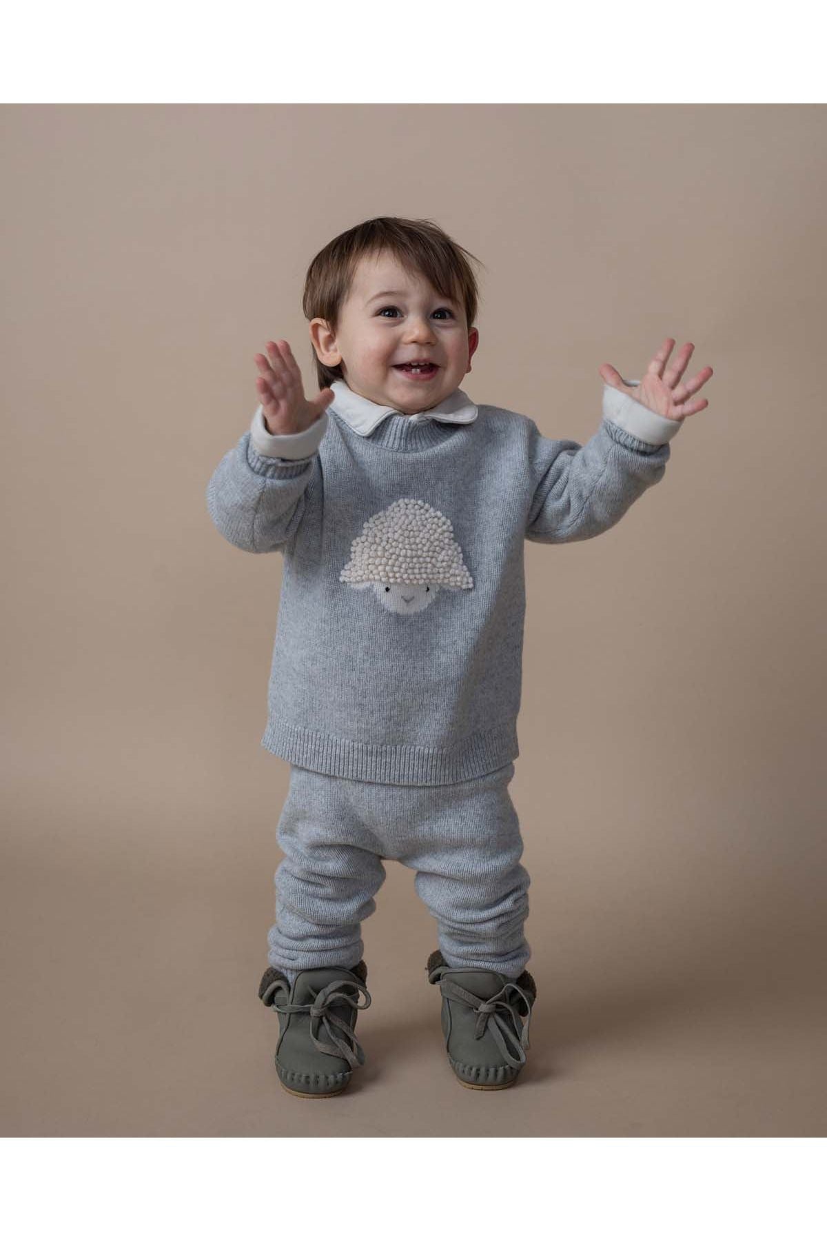 Trig Merino Wool Trousers - Soft Grey Melange van Donsje Amsterdam | Kids Conceptstore Le Fanfare