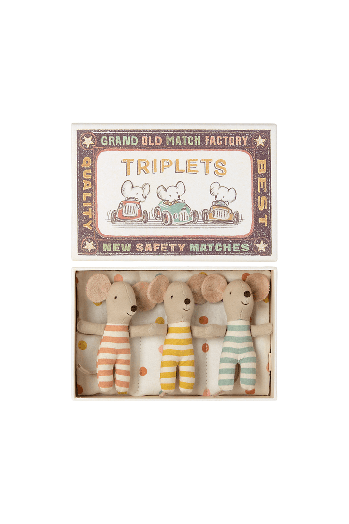 Triplets, Baby mice in matchbox van Maileg | Kids Conceptstore Le Fanfare
