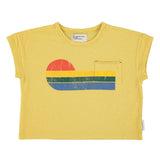 Piupiuchick T-Shirt Yellow With Multicolor Wave Print