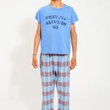 Unisex Trousers Blue Checkered