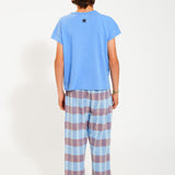 Unisex Trousers Blue Checkered