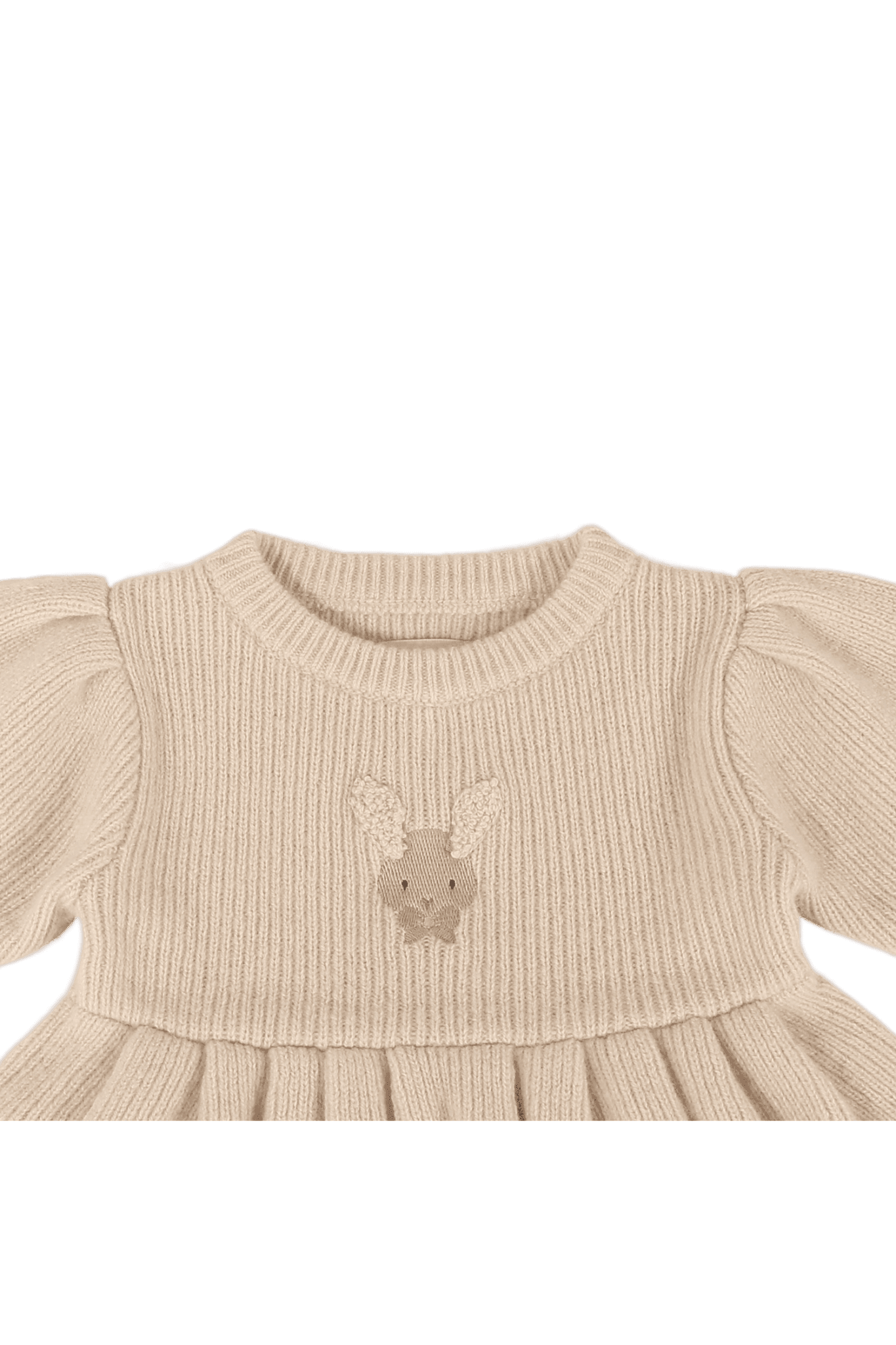 Vikkie Merino Wool Dress | Fluffy Bunny - Soft Sand van Donsje Amsterdam | Kids Conceptstore Le Fanfare