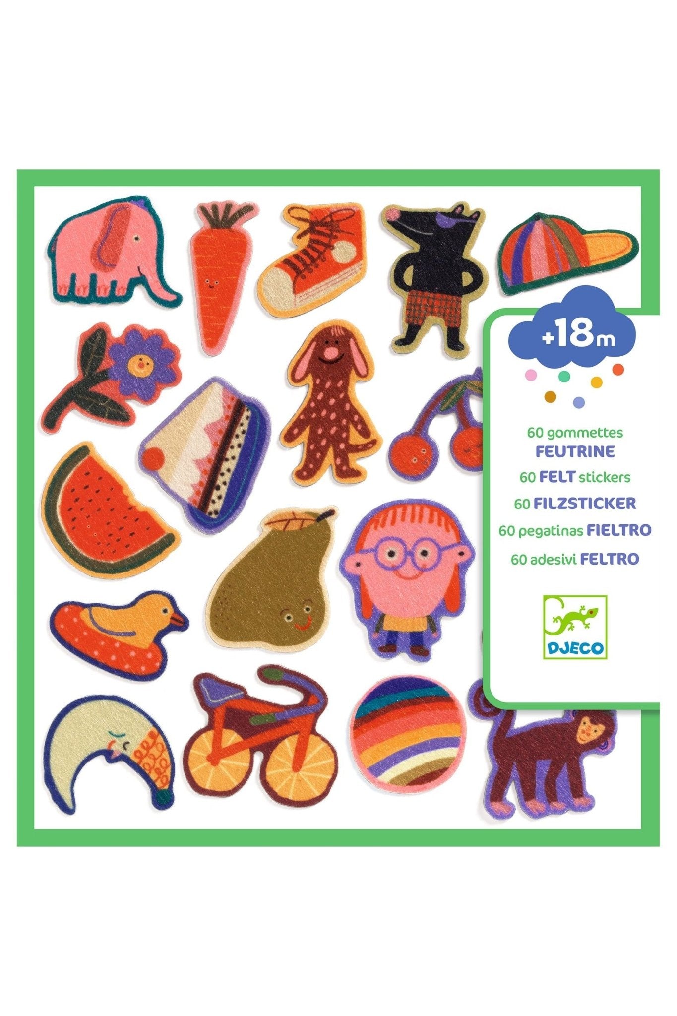 Vilten stickers (60 st) - de grappige van Djeco | Kids Conceptstore Le Fanfare