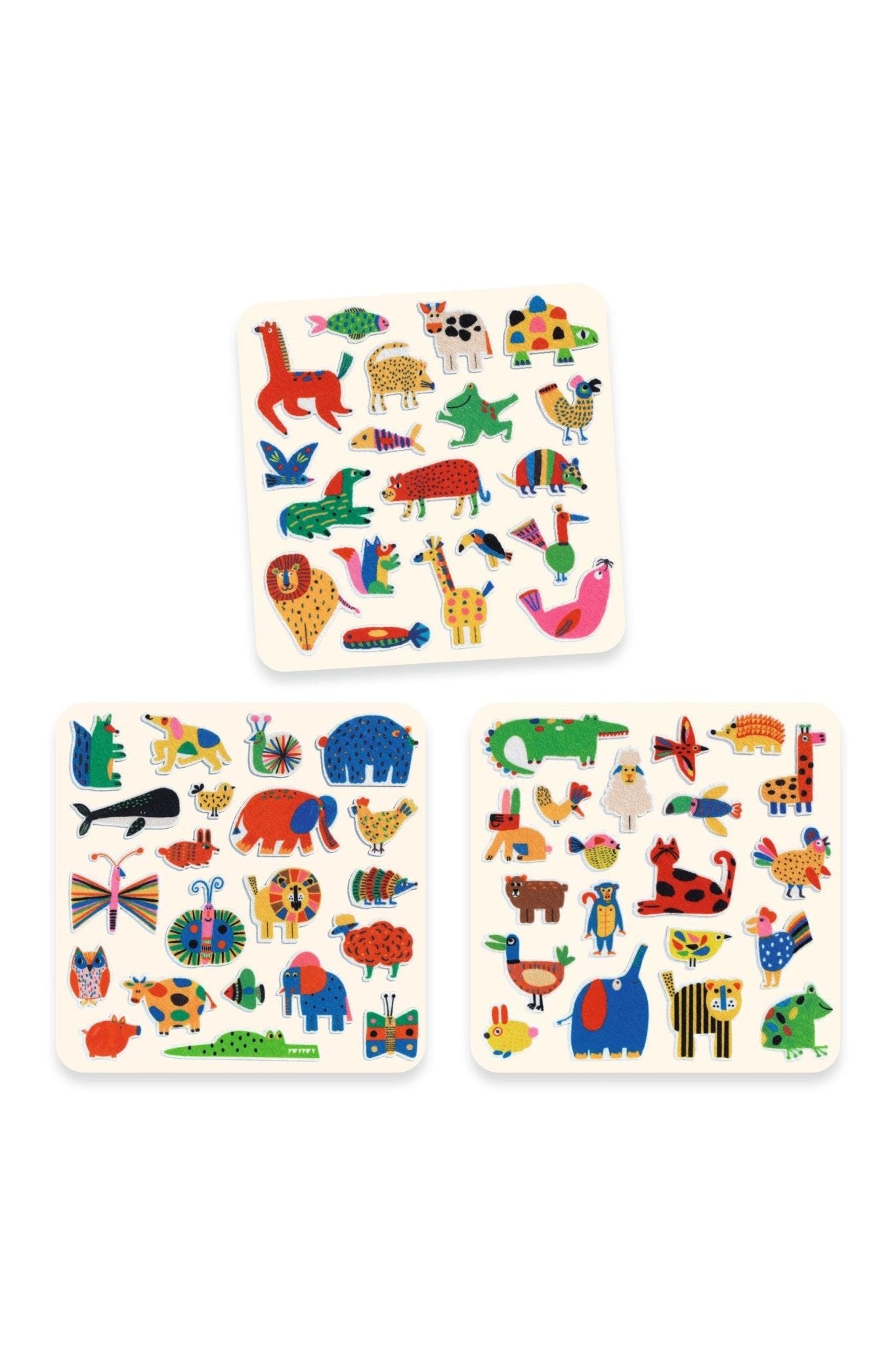 Vilten stickers (60 st) - dieren overal! van Djeco | Kids Conceptstore Le Fanfare