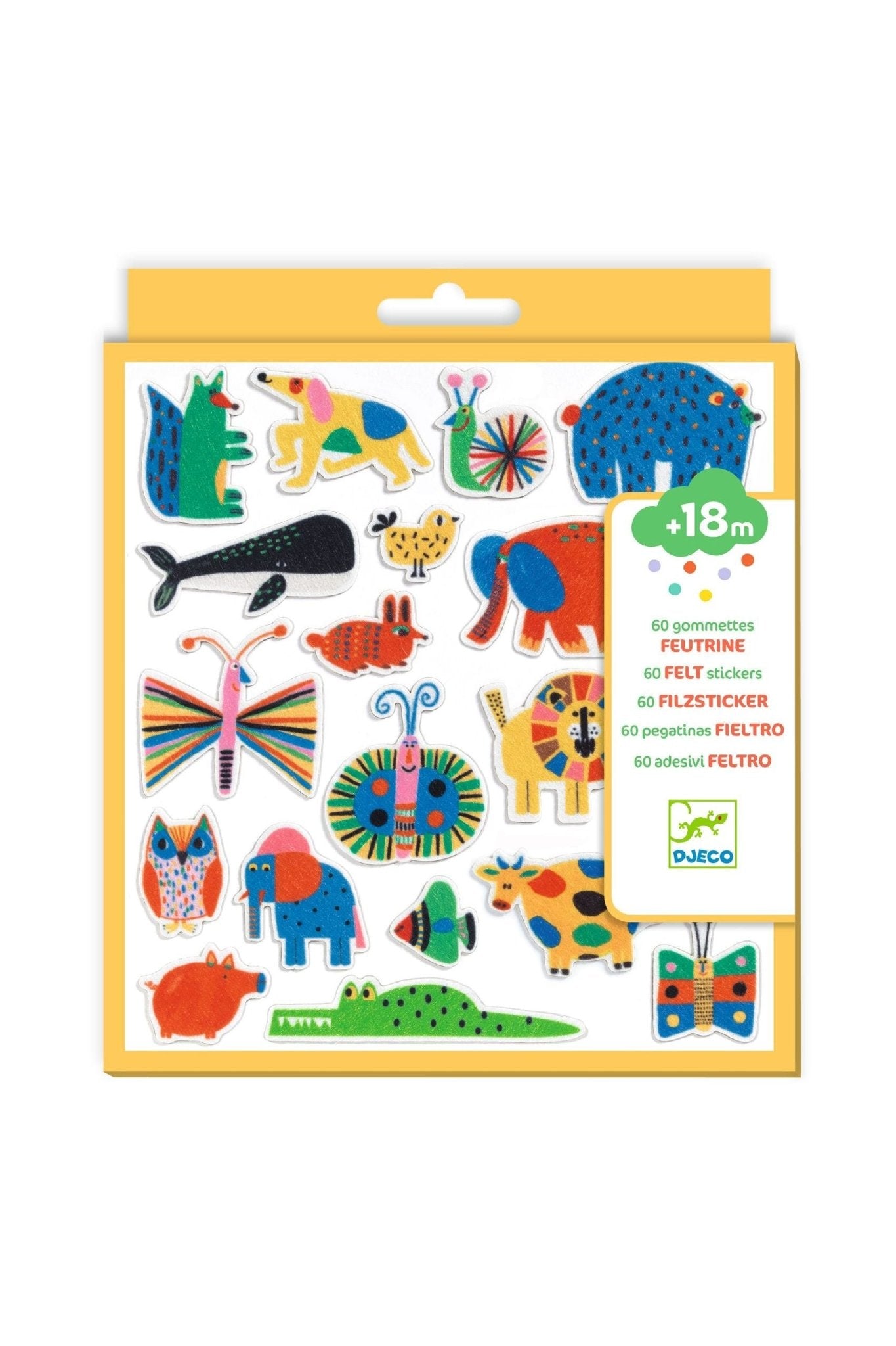 Vilten stickers (60 st) - dieren overal! van Djeco | Kids Conceptstore Le Fanfare