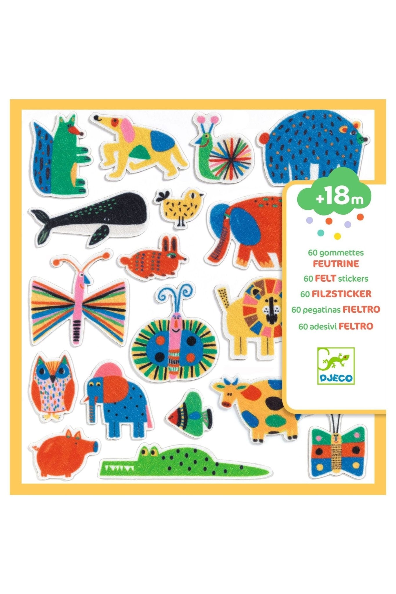 Vilten stickers (60 st) - dieren overal! van Djeco | Kids Conceptstore Le Fanfare