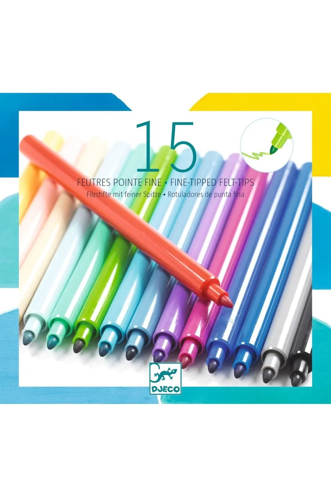 Viltstiften met fijne punt 15st - Stille oceaan van Djeco | Kids Conceptstore Le Fanfare