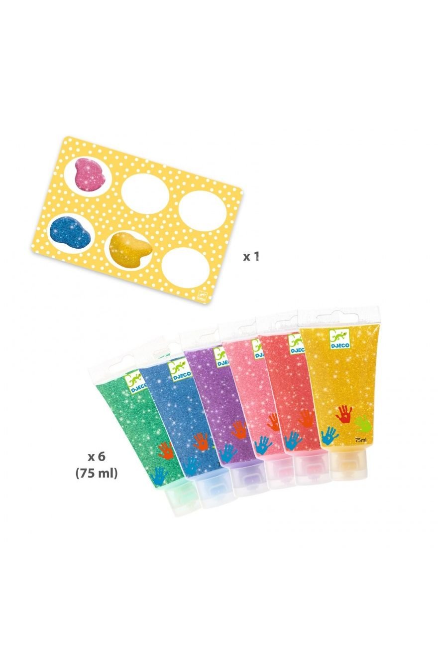 Vingerverf Glitter - 6 Tubes van Djeco | Kids Conceptstore Le Fanfare