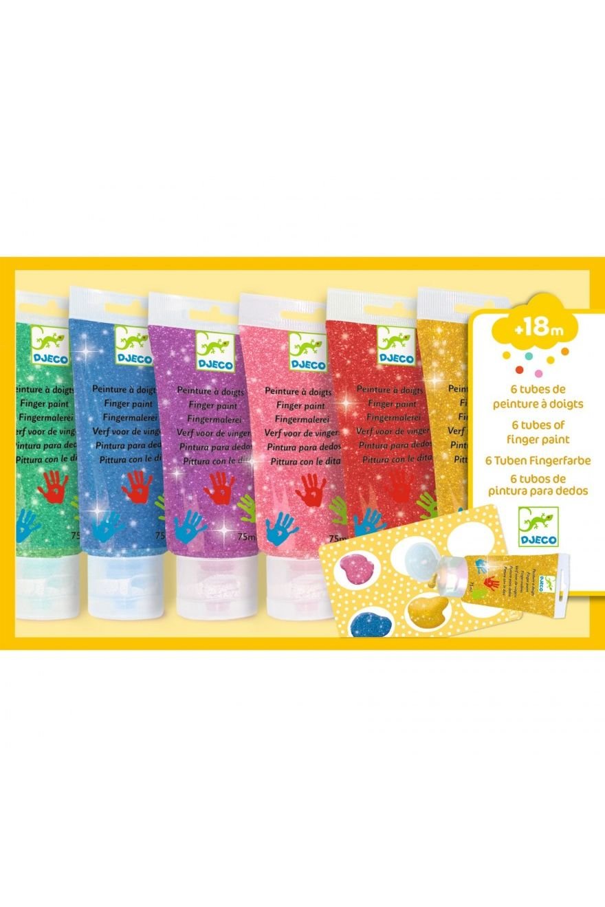 Vingerverf Glitter - 6 Tubes van Djeco | Kids Conceptstore Le Fanfare