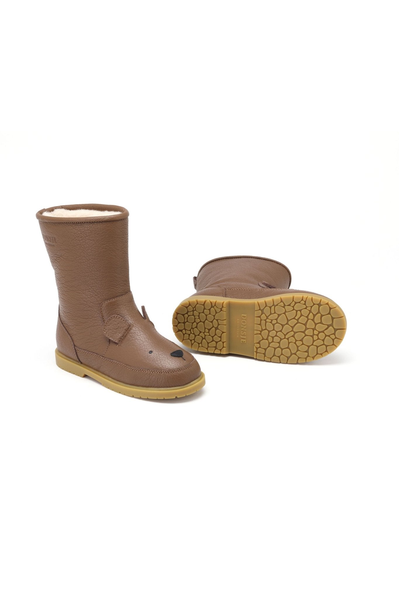 Wadudu Classic Lining - Bear Cognac Leather van Donsje Amsterdam | Kids Conceptstore Le Fanfare
