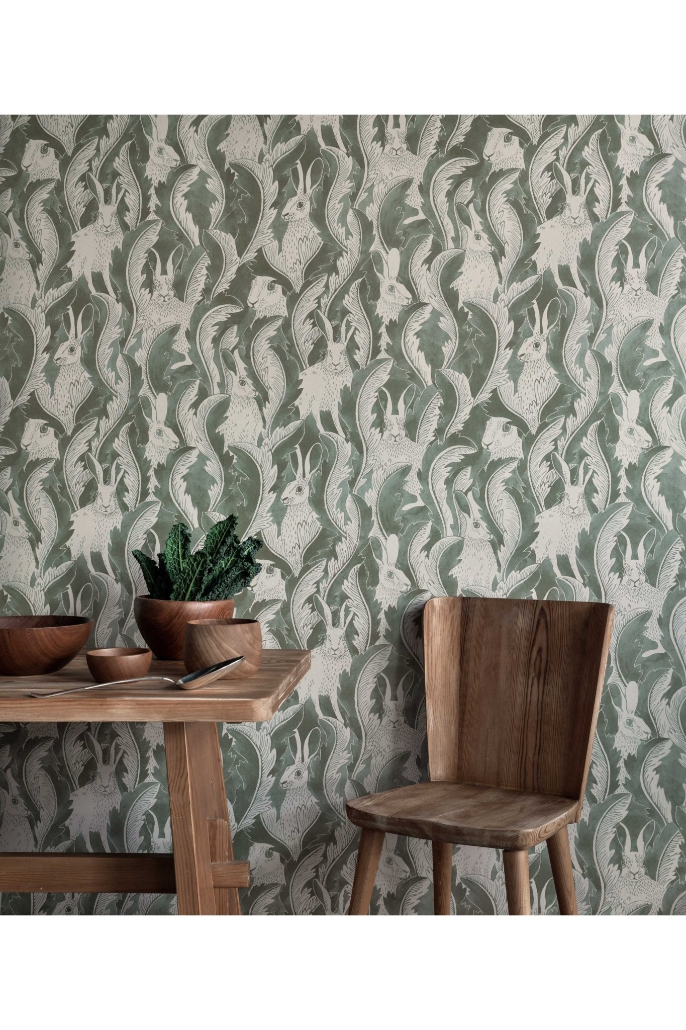 Wallpaper Hares In Hiding - Aloe van Långelid / von Brömssen | Kids Conceptstore Le Fanfare