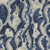 Wallpaper Hares In Hiding - Dark Denim van Långelid / von Brömssen | Kids Conceptstore Le Fanfare