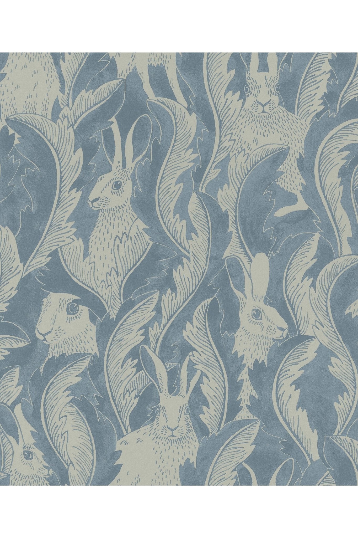 Wallpaper Hares In Hiding - Smokey Blue van Långelid / von Brömssen | Kids Conceptstore Le Fanfare