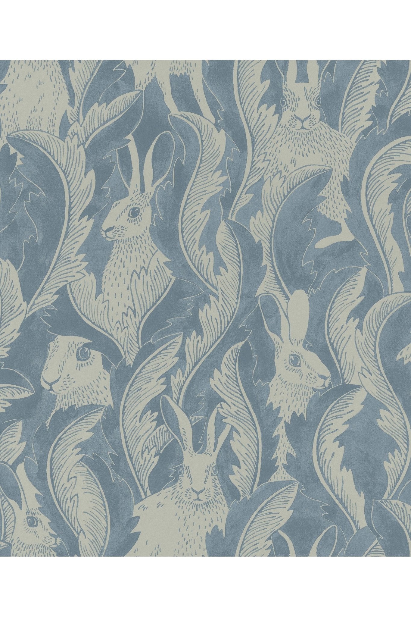 Wallpaper Hares In Hiding - Smokey Blue van Långelid / von Brömssen | Kids Conceptstore Le Fanfare