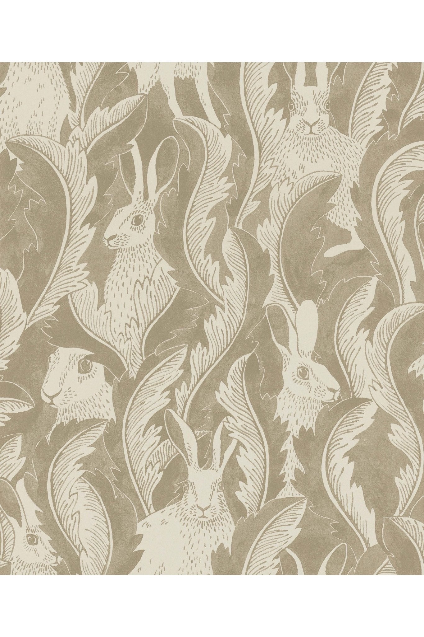 Wallpaper Hares In Hiding - Taupe van Långelid / von Brömssen | Kids Conceptstore Le Fanfare