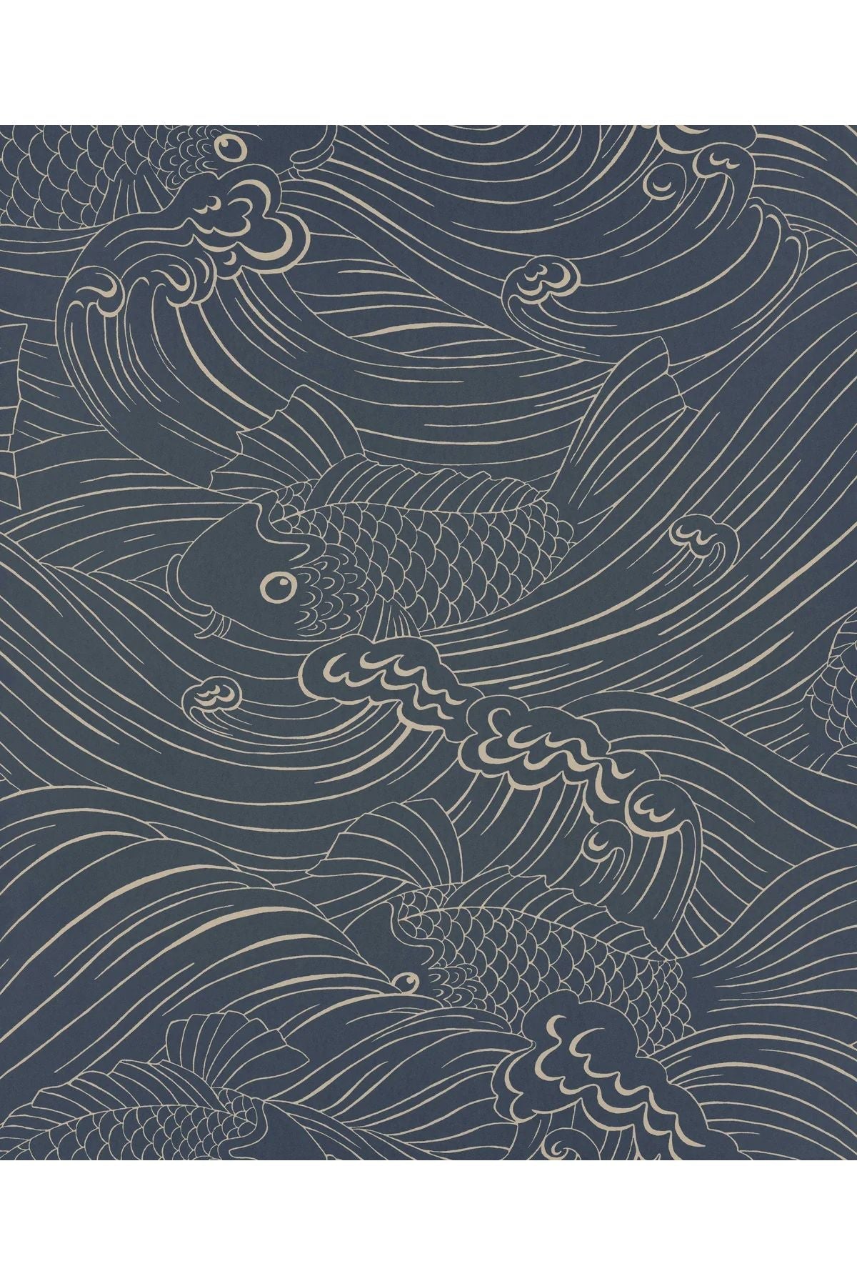 Wallpaper Plenty More Fish - Ink Blue van Långelid / von Brömssen | Kids Conceptstore Le Fanfare