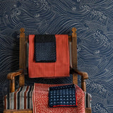 Wallpaper Plenty More Fish - Ink Blue van Långelid / von Brömssen | Kids Conceptstore Le Fanfare