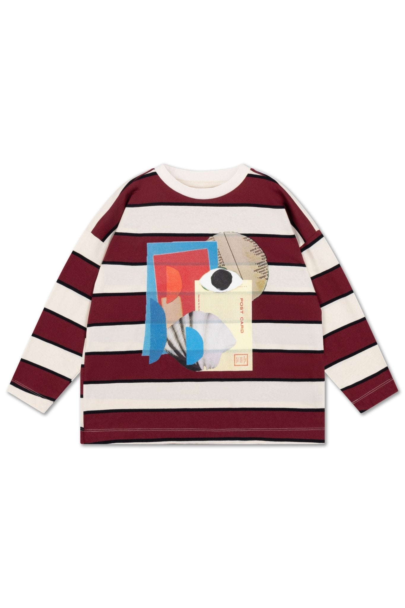 Wide cut long tee - Mulberry stripe van Repose AMS | Kids Conceptstore Le Fanfare