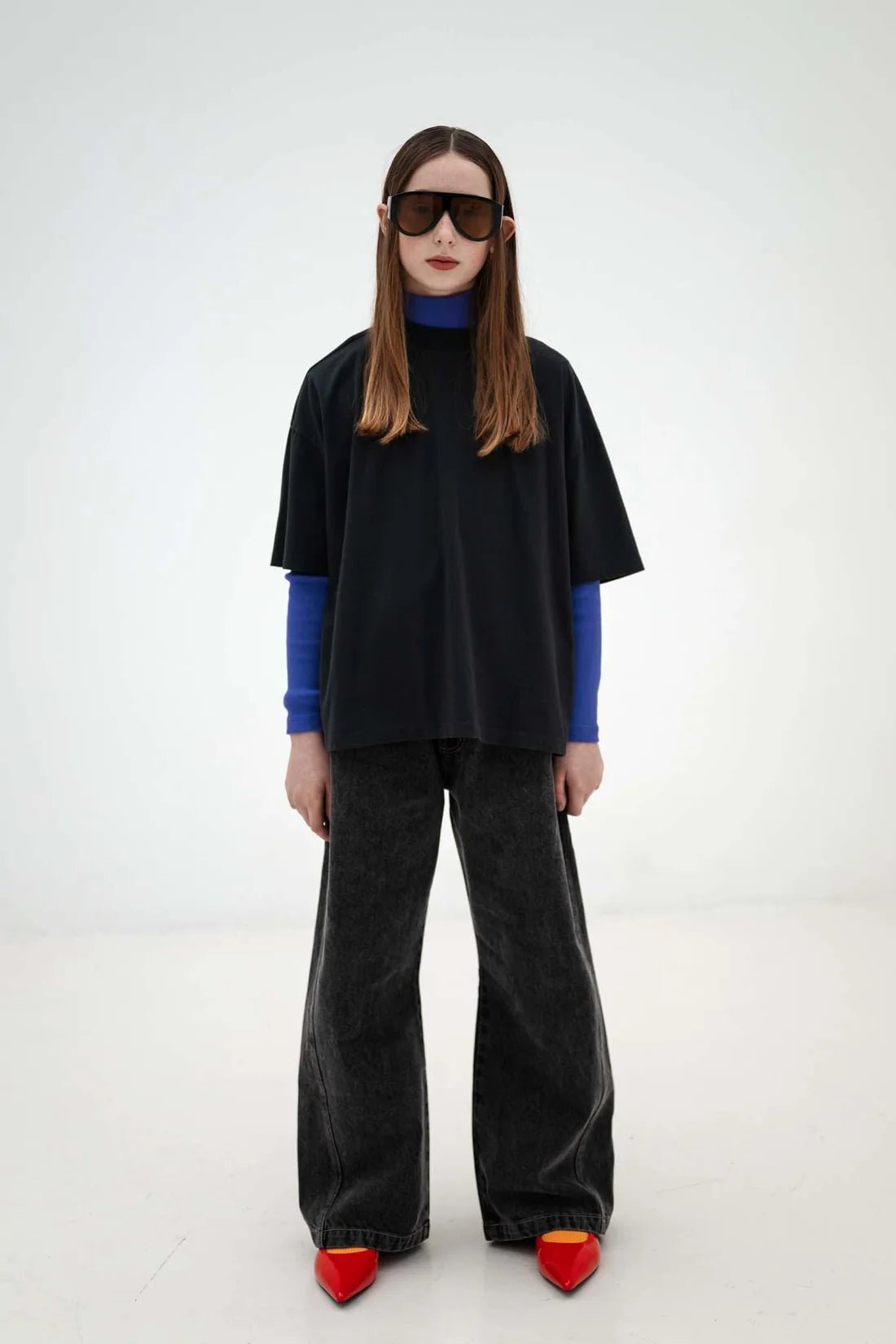 Wide leg denim pants - Slate grey van Repose AMS | Kids Conceptstore Le Fanfare