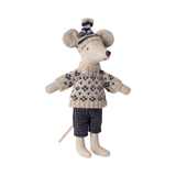 Winter Mouse With Ski Set, Dad - Blue van Maileg | Kids Conceptstore Le Fanfare