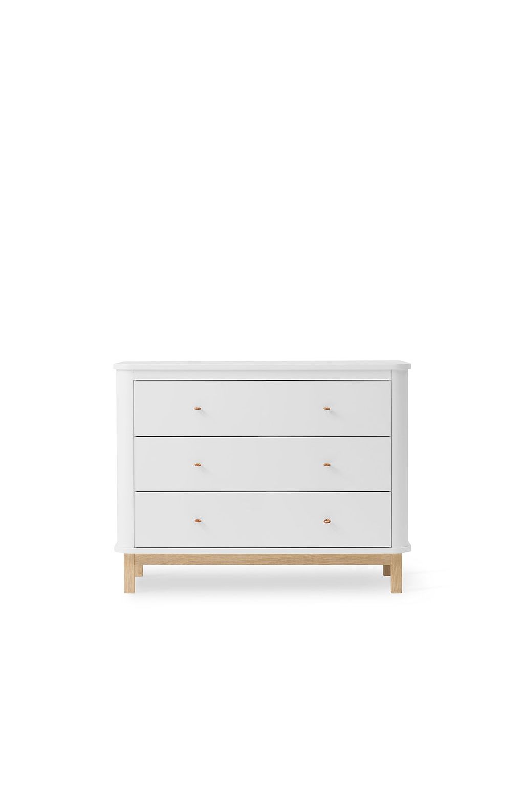 Wood dresser 3 drawers, white/oak van Oliver Furniture | Kids Conceptstore Le Fanfare