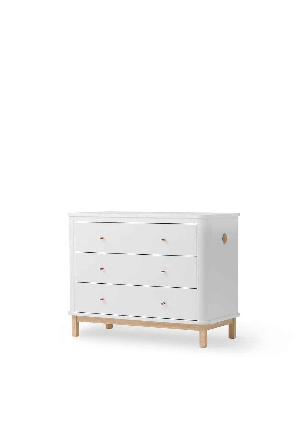 Wood dresser 3 drawers, white/oak van Oliver Furniture | Kids Conceptstore Le Fanfare