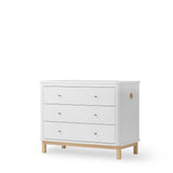 Wood dresser 3 drawers, white/oak van Oliver Furniture | Kids Conceptstore Le Fanfare