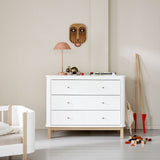 Wood dresser 3 drawers, white/oak van Oliver Furniture | Kids Conceptstore Le Fanfare