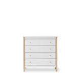 Wood Dresser 4 drawers, white/oak van Oliver Furniture | Kids Conceptstore Le Fanfare
