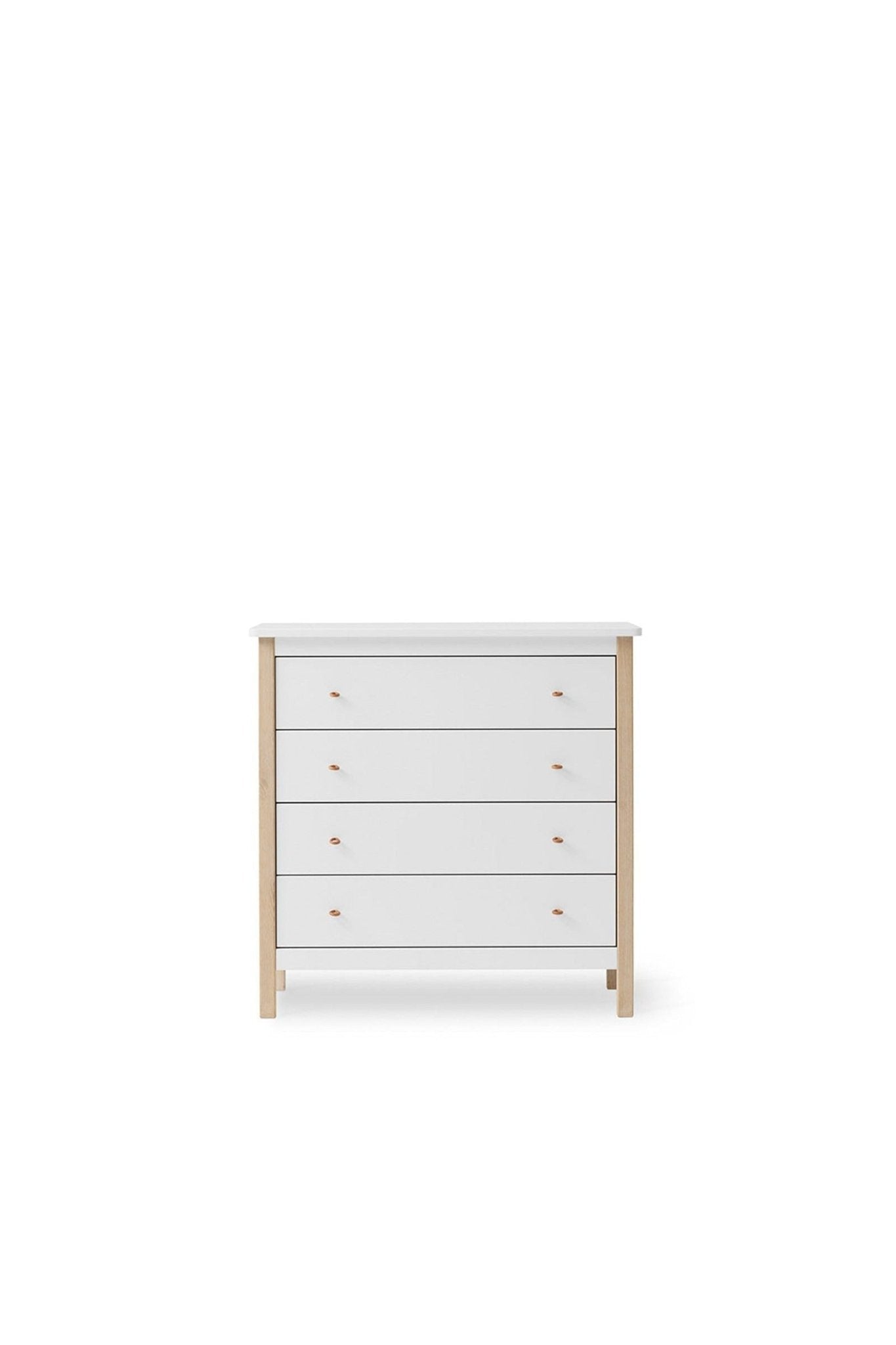 Wood Dresser 4 drawers, white/oak van Oliver Furniture | Kids Conceptstore Le Fanfare