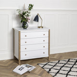Wood Dresser 4 drawers, white/oak van Oliver Furniture | Kids Conceptstore Le Fanfare