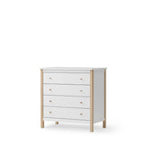 Wood Dresser 4 drawers, white/oak van Oliver Furniture | Kids Conceptstore Le Fanfare