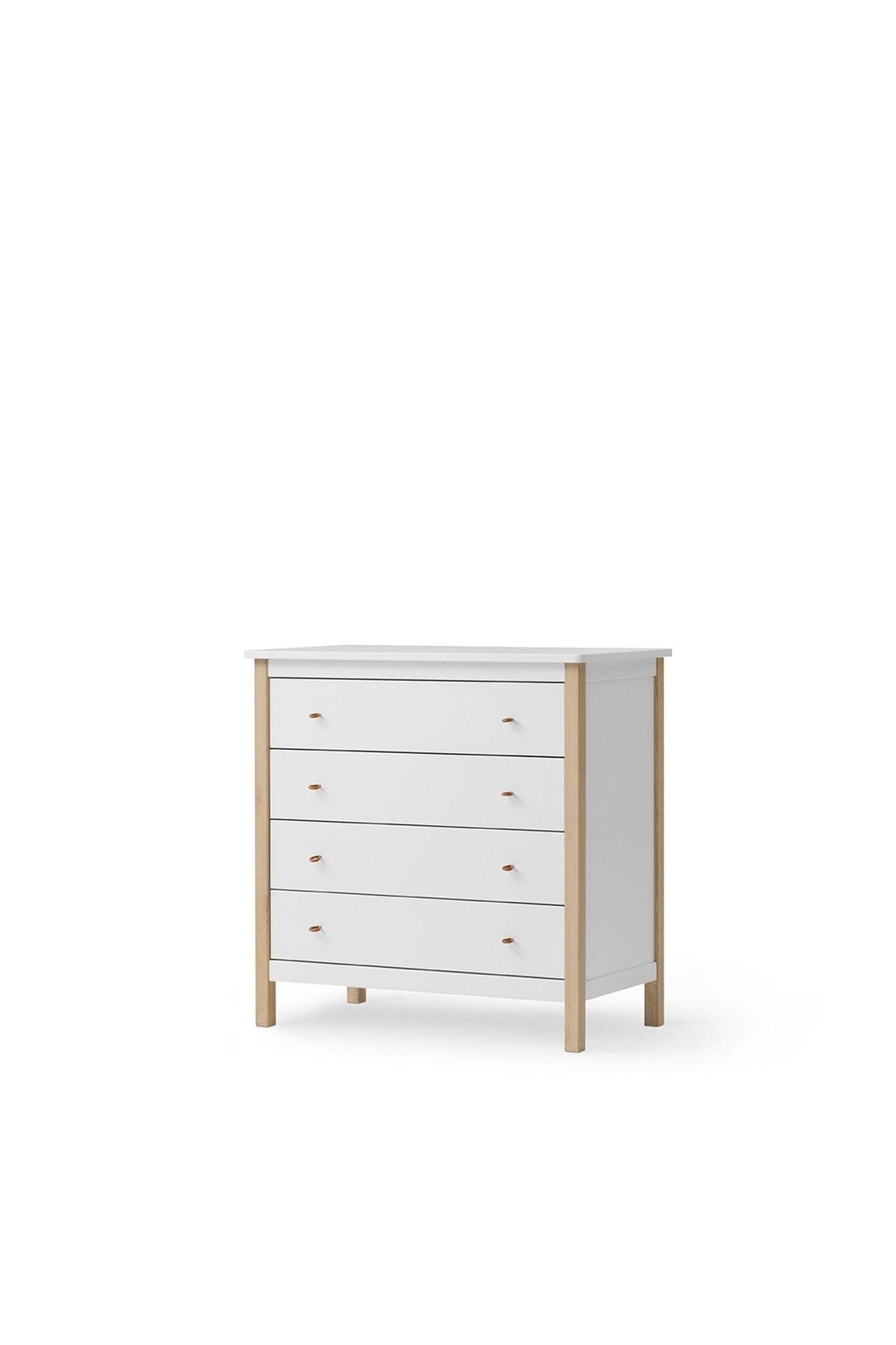 Wood Dresser 4 drawers, white/oak van Oliver Furniture | Kids Conceptstore Le Fanfare