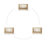 Wood Mini+ cot bed excl. junior kit, 68x122 cm, white/oak van Oliver Furniture | Kids Conceptstore Le Fanfare