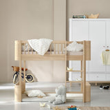 Wood Mini+ low loft bed, 68x162 cm, oak - new van Oliver Furniture | Kids Conceptstore Le Fanfare