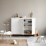 Wood Multi cupboard 3 doors, white/oak van Oliver Furniture | Kids Conceptstore Le Fanfare