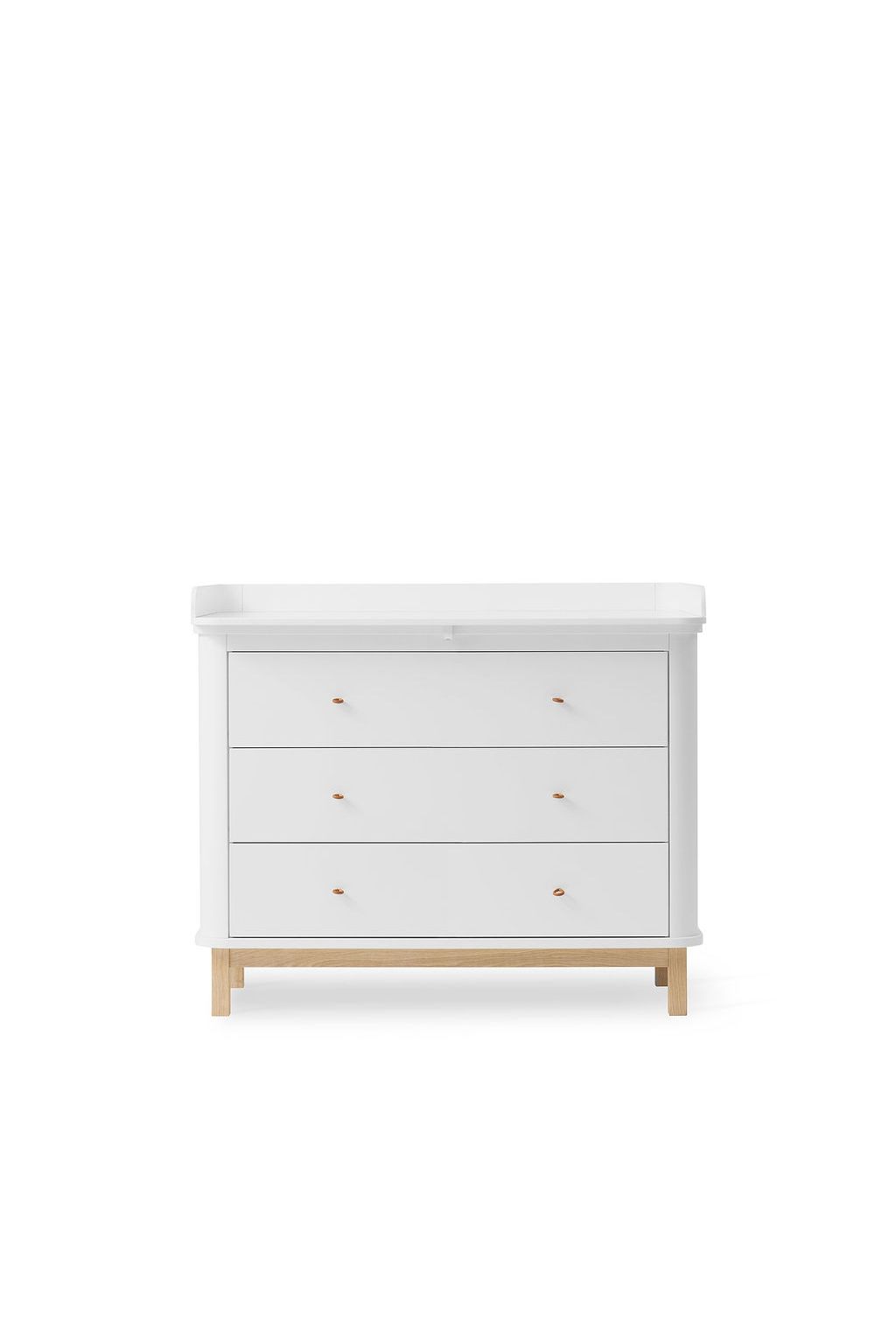 Wood nursery dresser 3 drawers, white/oak van Oliver Furniture | Kids Conceptstore Le Fanfare