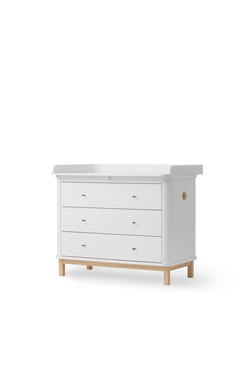 Wood nursery dresser 3 drawers, white/oak van Oliver Furniture | Kids Conceptstore Le Fanfare