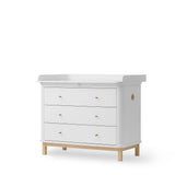 Wood nursery dresser 3 drawers, white/oak van Oliver Furniture | Kids Conceptstore Le Fanfare