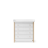 Wood Nursery dresser 4 drawers w. nursery top 051315, white/oak van Oliver Furniture | Kids Conceptstore Le Fanfare
