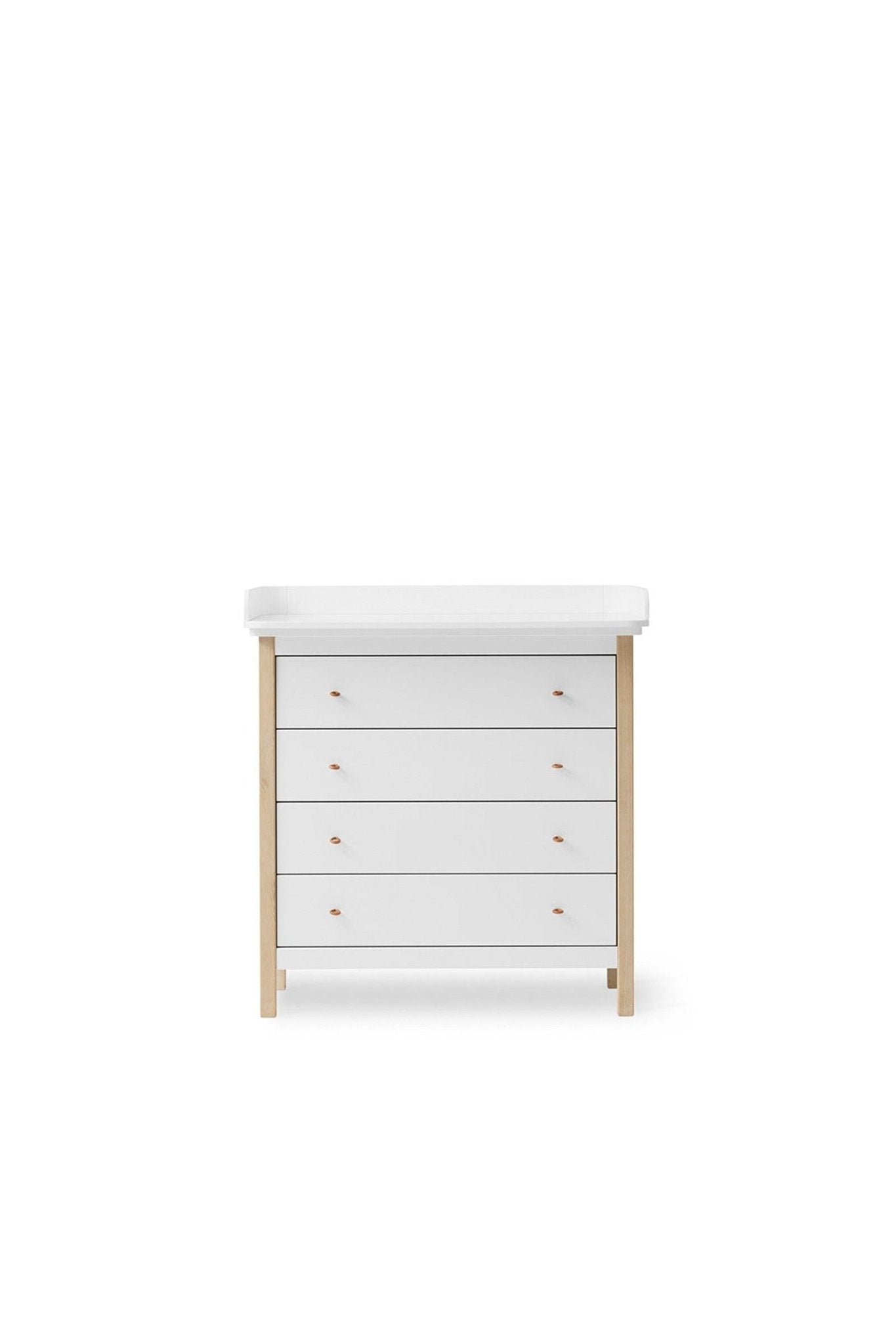 Wood Nursery dresser 4 drawers w. nursery top 051315, white/oak van Oliver Furniture | Kids Conceptstore Le Fanfare