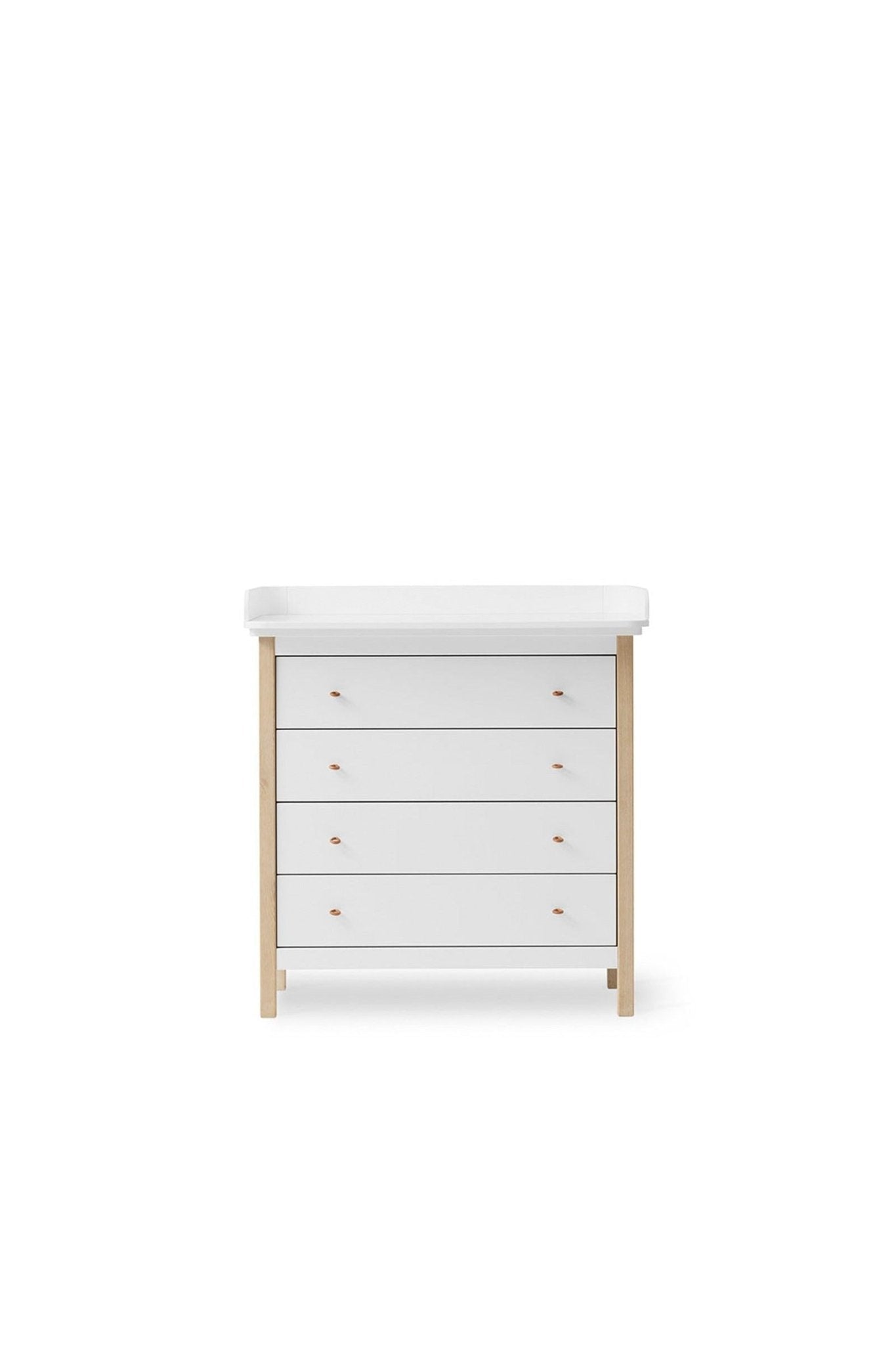 Wood Nursery dresser 4 drawers w. nursery top 051315, white/oak van Oliver Furniture | Kids Conceptstore Le Fanfare