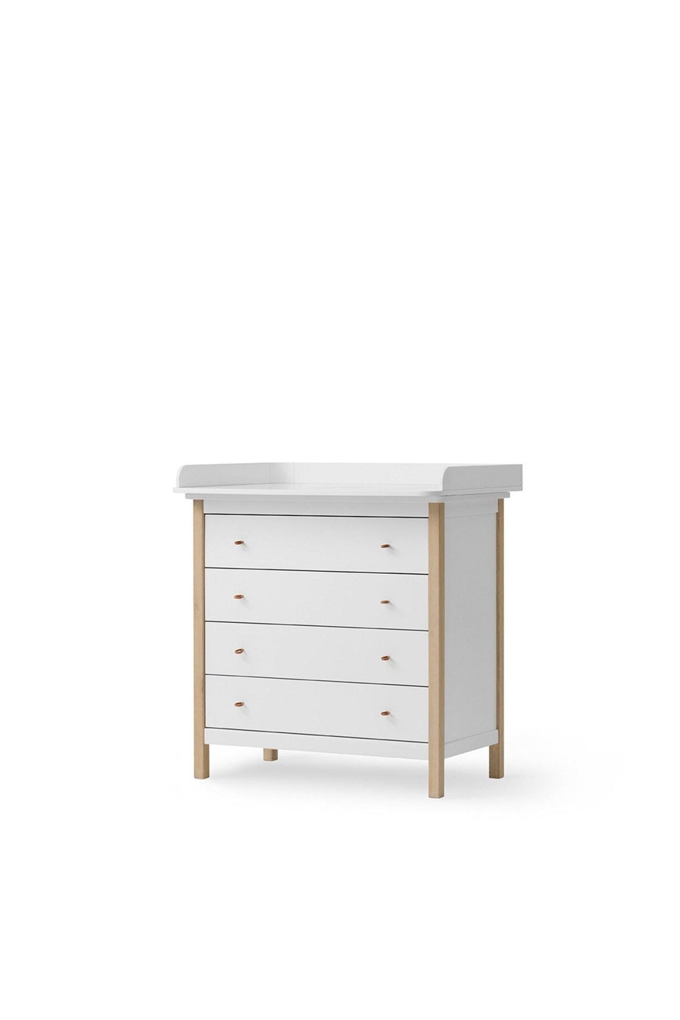 Wood Nursery dresser 4 drawers w. nursery top 051315, white/oak van Oliver Furniture | Kids Conceptstore Le Fanfare