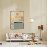 Wood original floor bed, 90x200 cm, white/oak van Oliver Furniture | Kids Conceptstore Le Fanfare