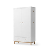 Wood Wardrobe 2 doors, white/oak van Oliver Furniture | Kids Conceptstore Le Fanfare