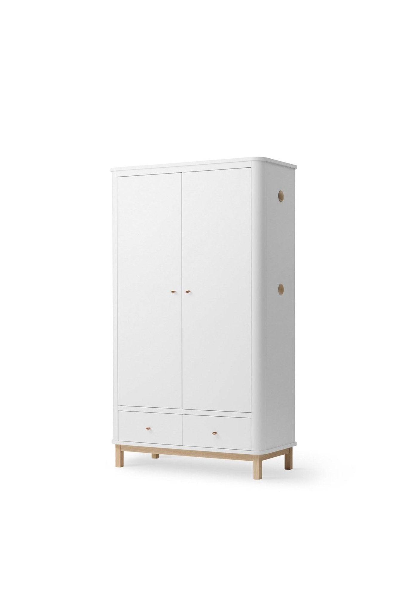 Wood Wardrobe 2 doors, white/oak van Oliver Furniture | Kids Conceptstore Le Fanfare
