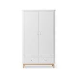Wood Wardrobe 2 doors, white/oak van Oliver Furniture | Kids Conceptstore Le Fanfare