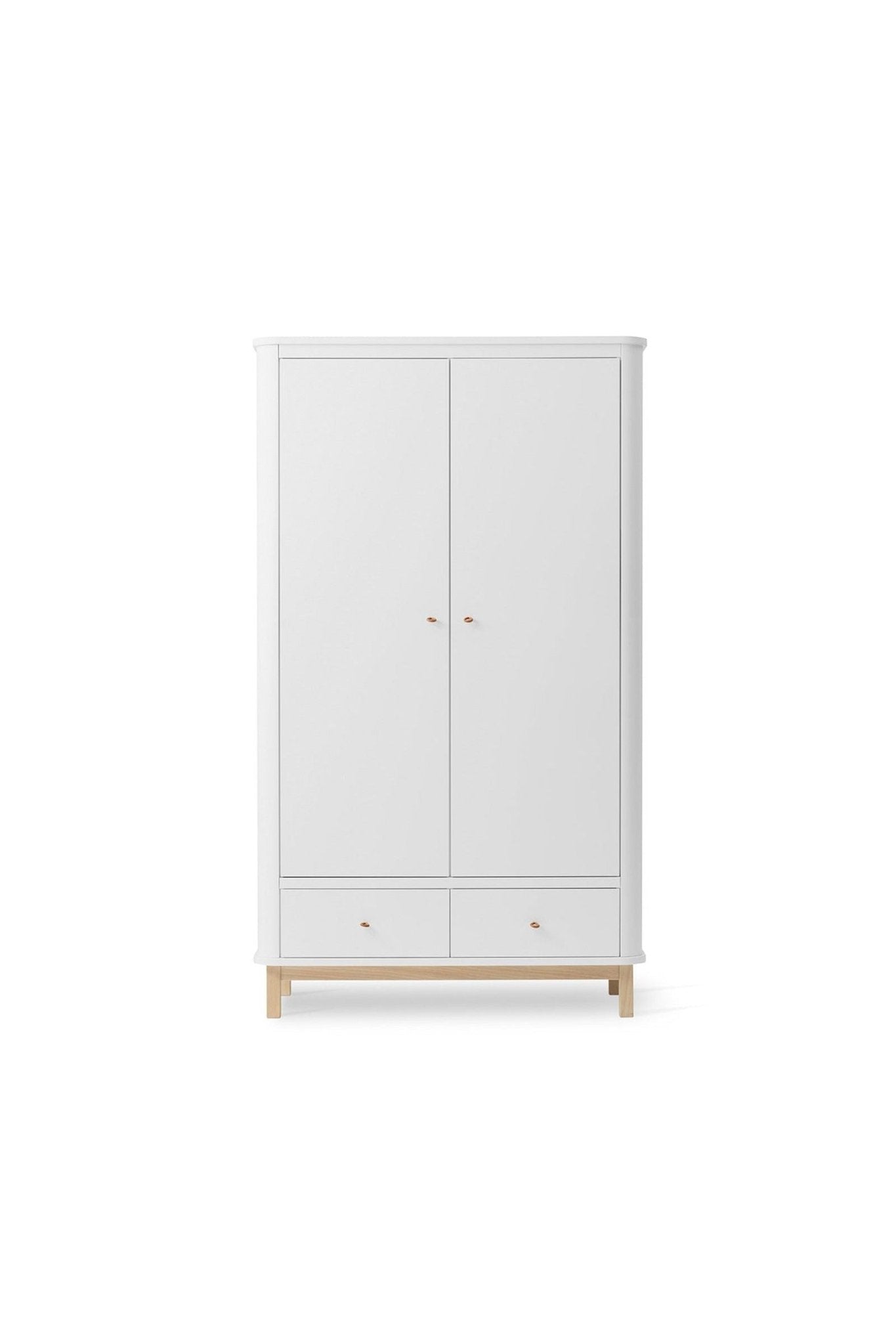 Wood Wardrobe 2 doors, white/oak van Oliver Furniture | Kids Conceptstore Le Fanfare
