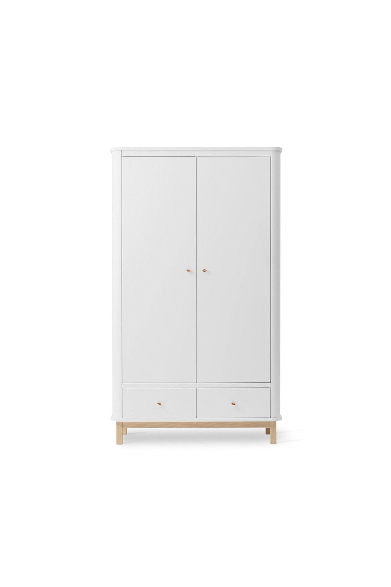 Wood Wardrobe 2 doors, white/oak van Oliver Furniture | Kids Conceptstore Le Fanfare